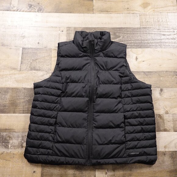 Lands' End down puffer vest jacket women's 1X black 16W-18W - Picture 1 of 9